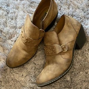Banana Blues Stella 12 Western Studded Faux Leather Zip Up Ankle Heel
